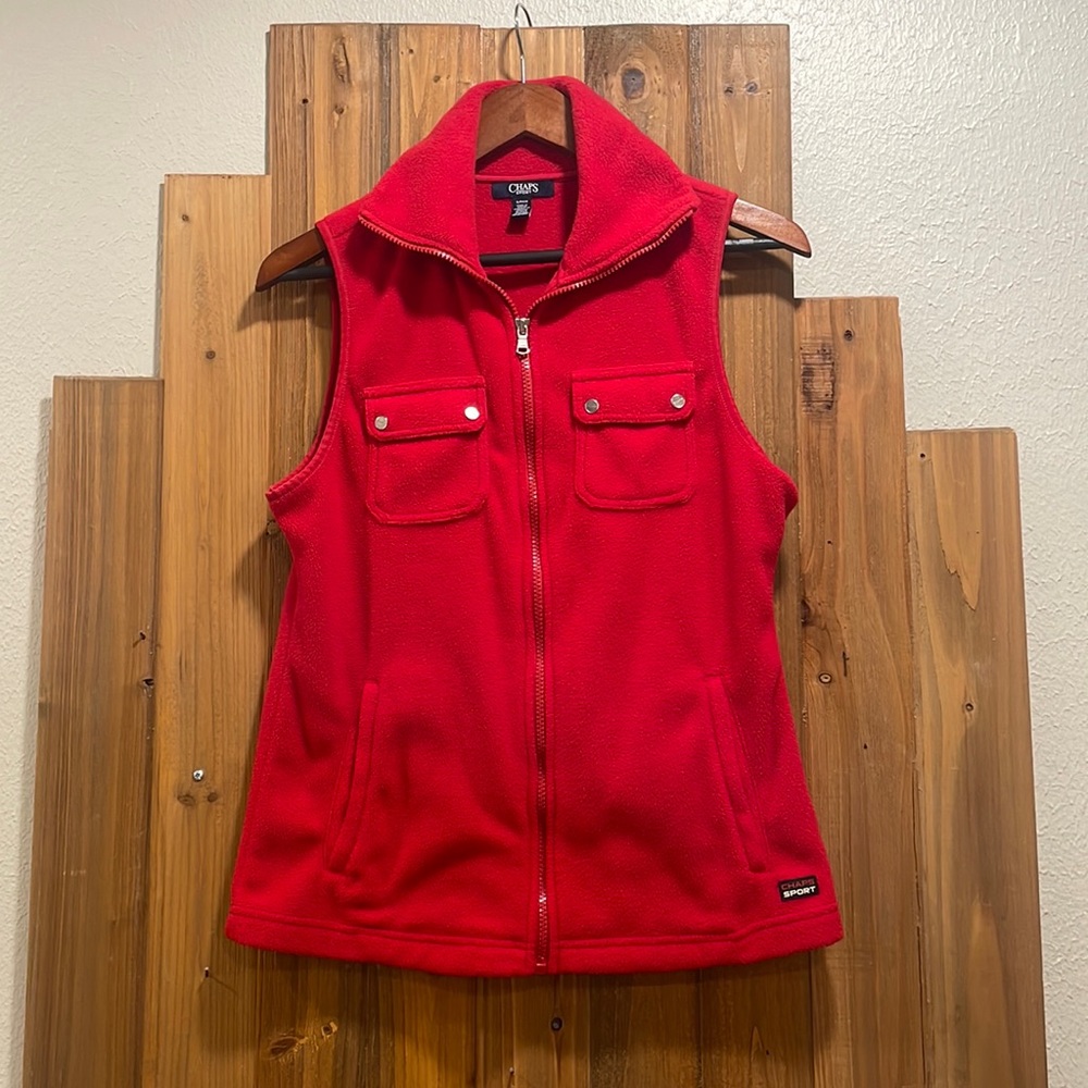 Chaps Sport Red Fleece Vest, Women’s Size S